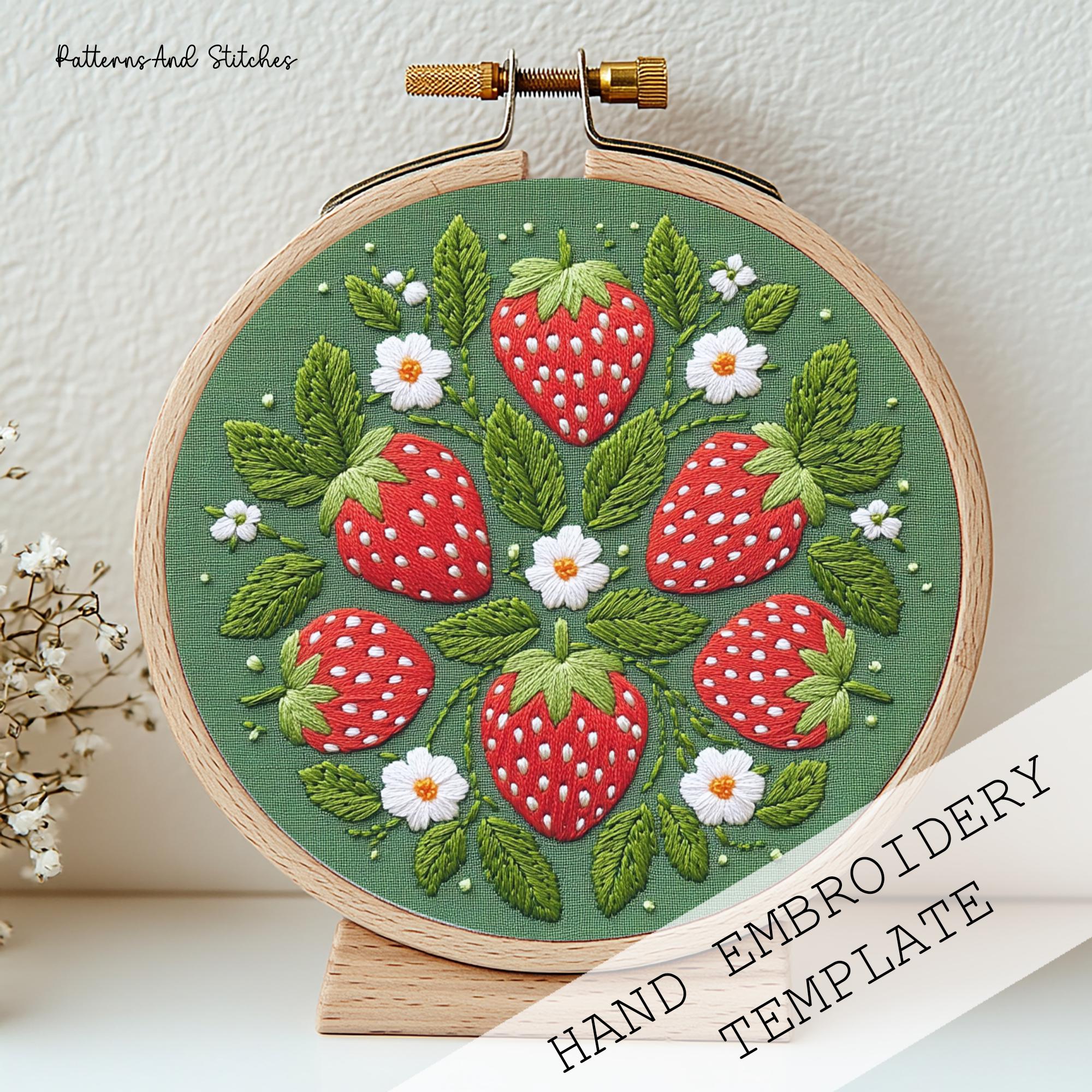 花柄イチゴ刺繍パターン：DIYフルーツデコレーション（PDF） - Etsy 日本