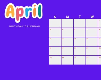 Colourful Digital Birthday Calendar