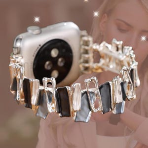 不規則な伸縮性のあるApple Watchストラップ 伸縮性のあるApple Watchバンド 幾何学模様の時計バンド 伸縮性のあるキラキラしたApple Watchストラップ ほとんどの手首にフィット
