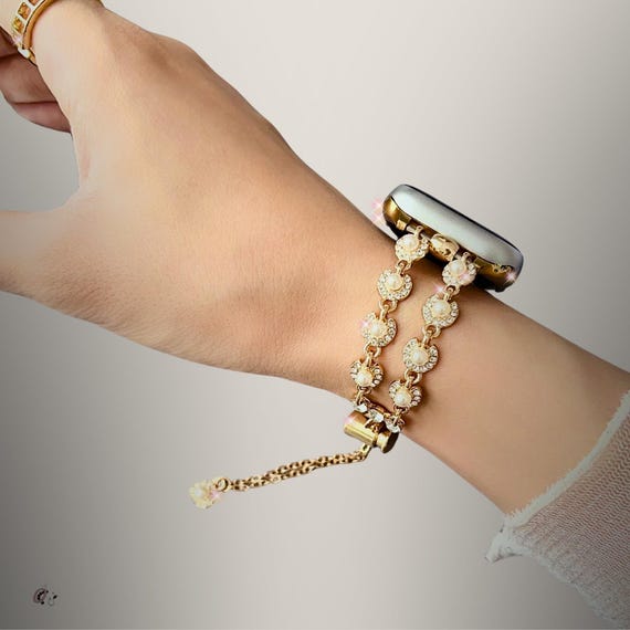 Apple Watch Band: Elegant Pearl Rhinestone Beaded Iwatch  display picture 3