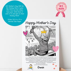 Impressão inspiradora para mães do hóquei - Doce homenagem à mãe do hóquei | Presente para impressão pronto para emoldurar Gerente de equipe | Download instantâneo PDF 8,5x11