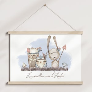 complementary boho blue animal poster, wall art for baby&#39;s room.