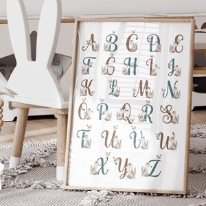 Póster complementario cervatillo, abecedario dormitorio infantil