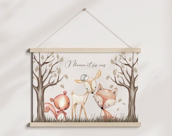 complementary forest animal poster, wall art for baby's room.
