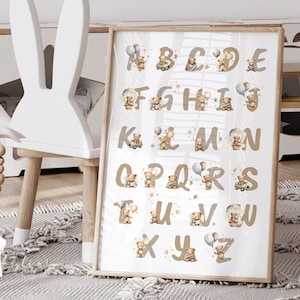 affiche complémentaire, petit ourson  abécédaire chambre enfant