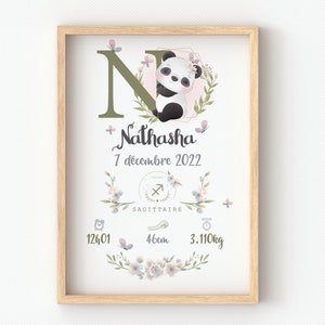 poster personalizzato piccolo panda, cornice per decorare la cameretta del bambino, regalo nascita, donna incinta, futura mamma