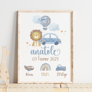affiche lion, animal de la jungle, affiche personnalisée pour un cadeau future maman ou une décoration chambre de votre bébé fille ou garcon
