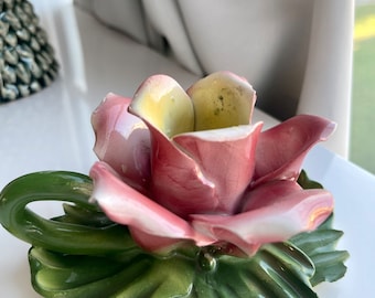 Lovely Capodimonte Rose Candle Holders
