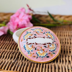 Vintage ceramic candy dish – hand-painted floral decoration – gold details