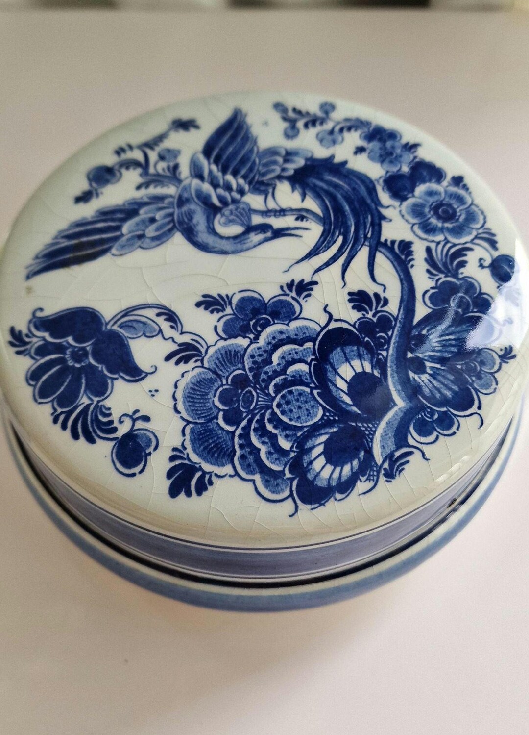 Delfts Porcelain Candy Box GKB – Handmade – Floral & Cobalt Blue Bird ...