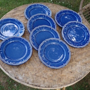 Blue earthenware plates – Artisanat de Provence – Set of 8