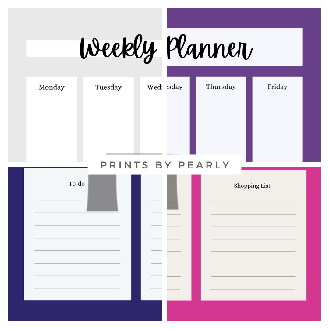 Minimalist Weekly Planner Printable BUNDLE | Home, Work, School ...