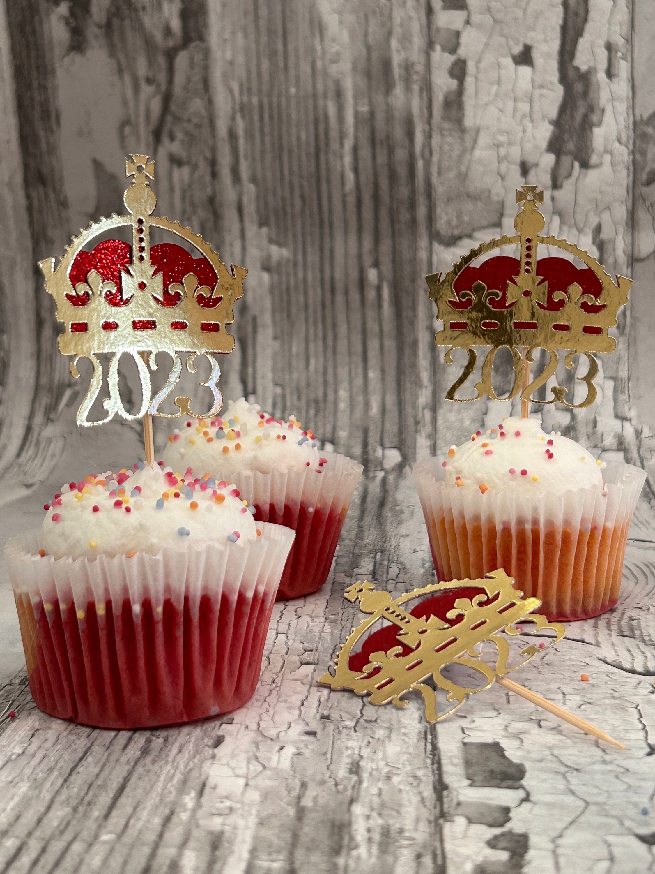 6 Coronation Crown Cupcake Toppers Etsy UK
