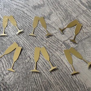 6 Champagne Flute Cupcake Toppers