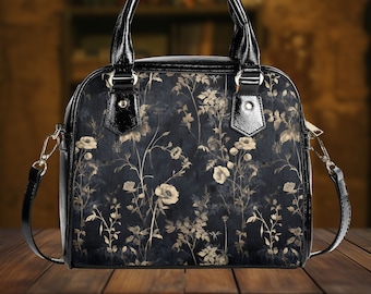 Sac à main gothique fleuri, cadeau unique pour elle, sac à main sombre de style vintage, accessoire élégant pour femme, sac gothique à la mode