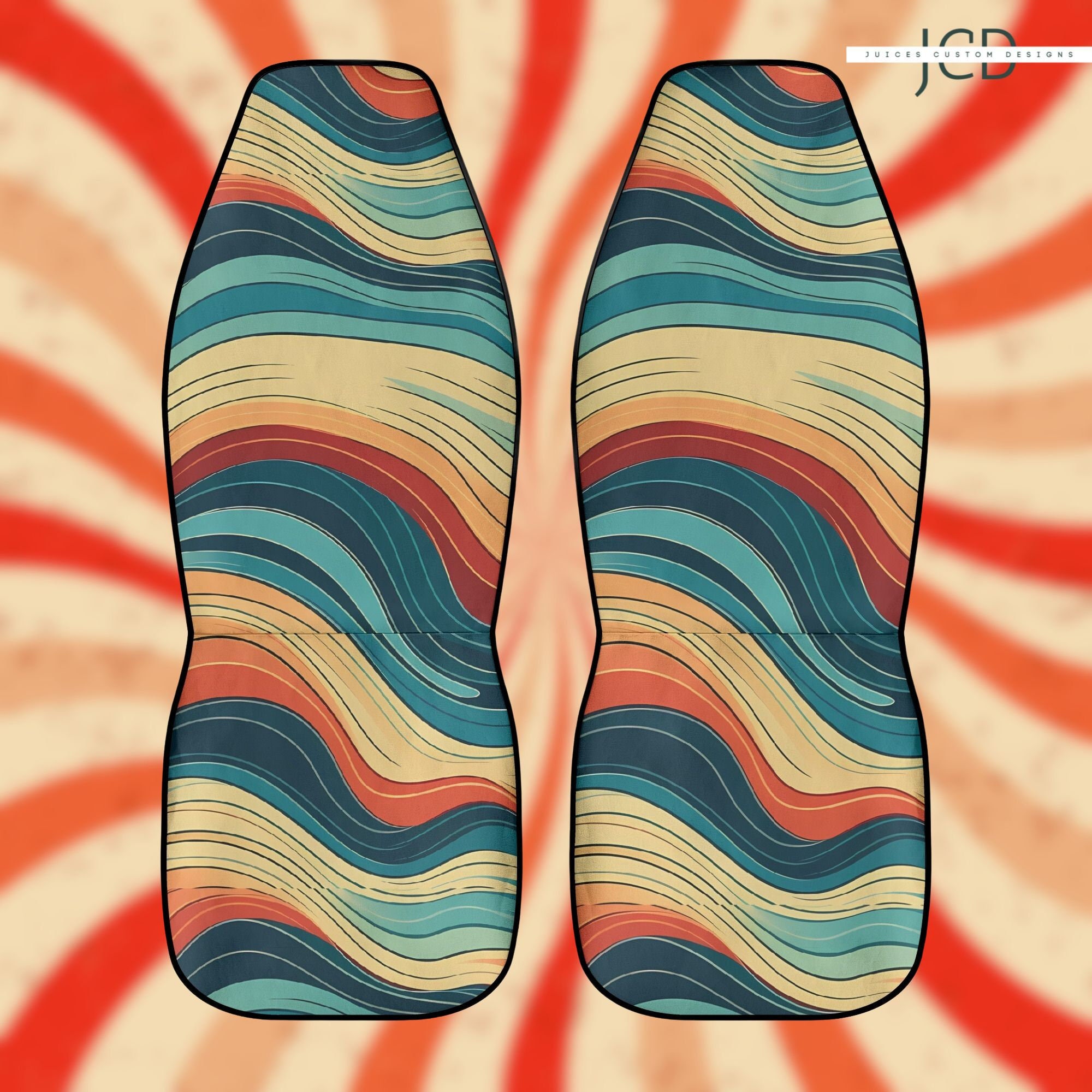 Retro Wildflowers Cottagecore Boho Car Seat Covers, Front Seat Covers