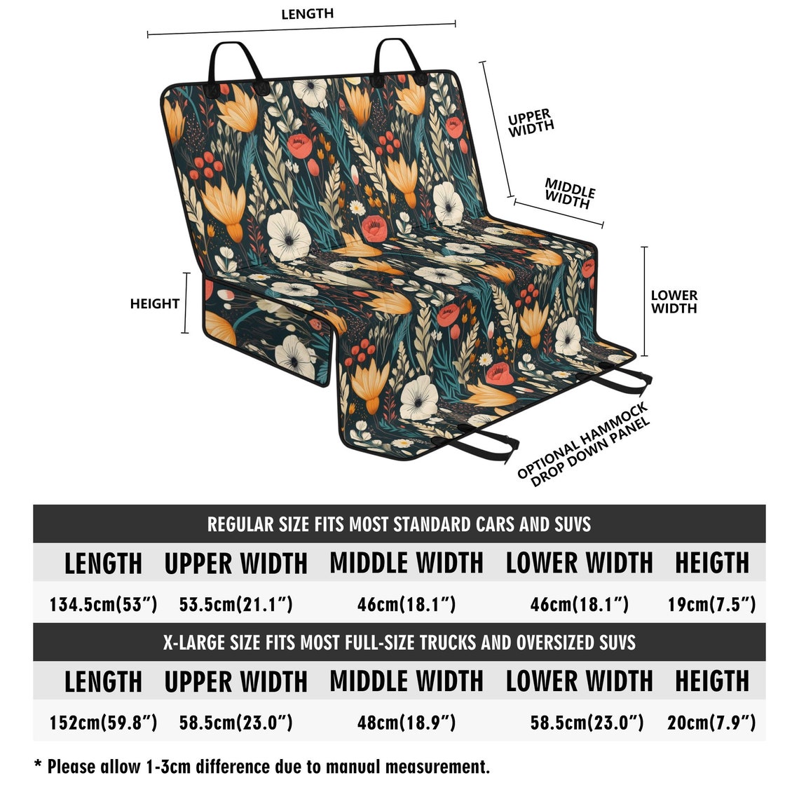 Boho Wild Flower Cottagecore Car Pet Seat Covers Car Seat image 5