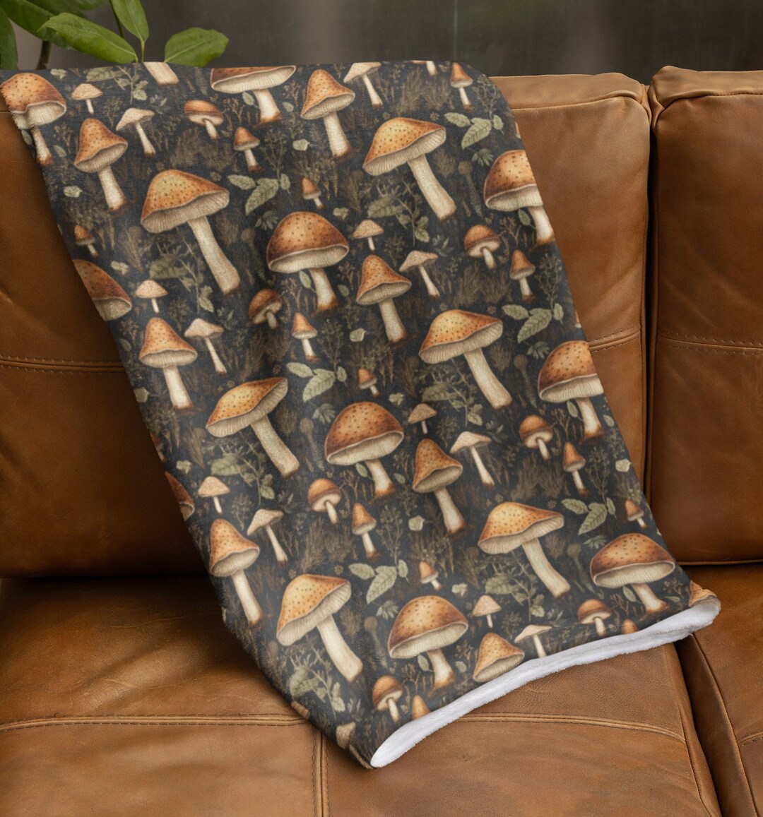 Rustic Plush Rustic Mushroom Velveteen Plush Fleece Blanket, Cozy Sherpa Throw ...