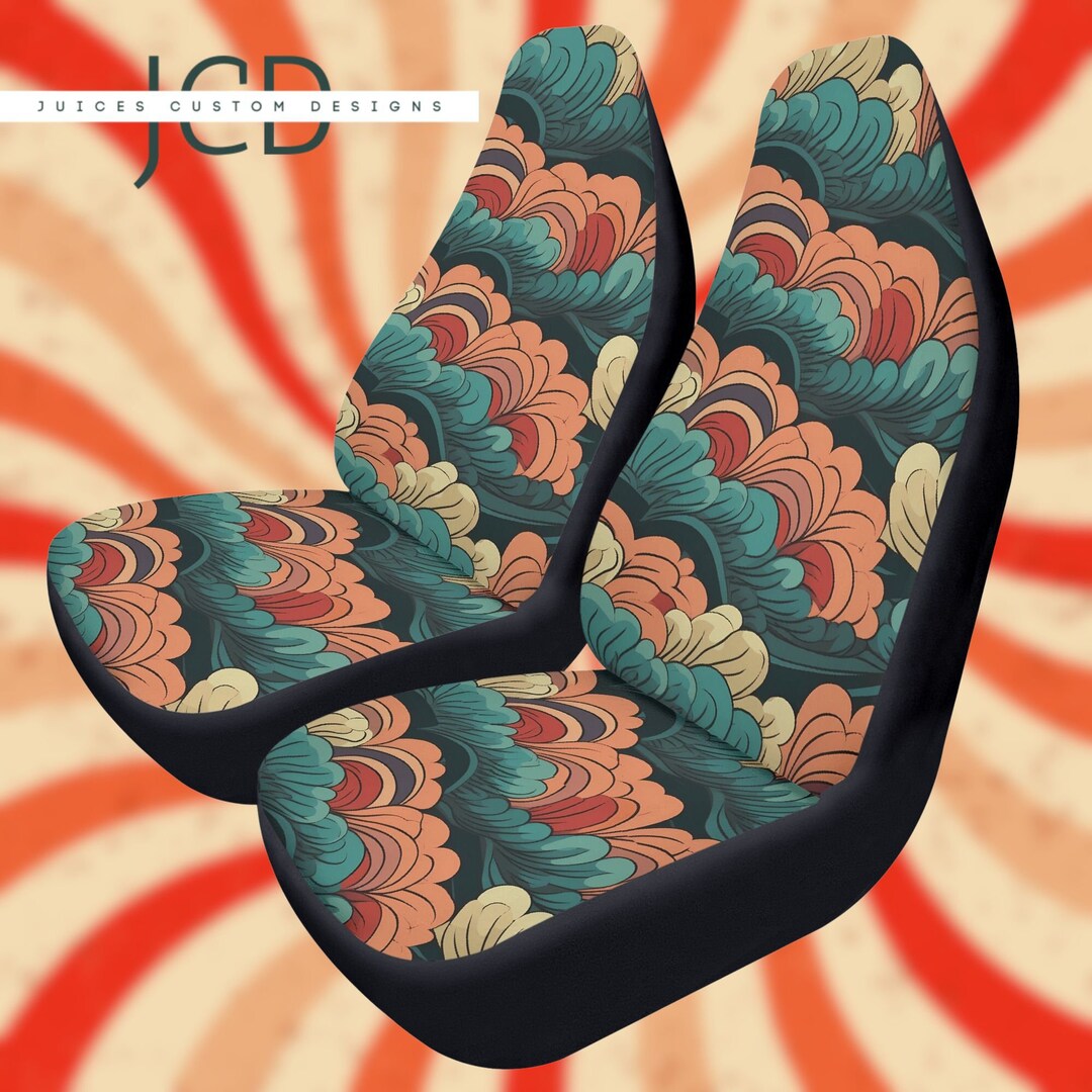 Retro Wildflowers Cottagecore Boho Car Seat Covers, Front Seat Covers