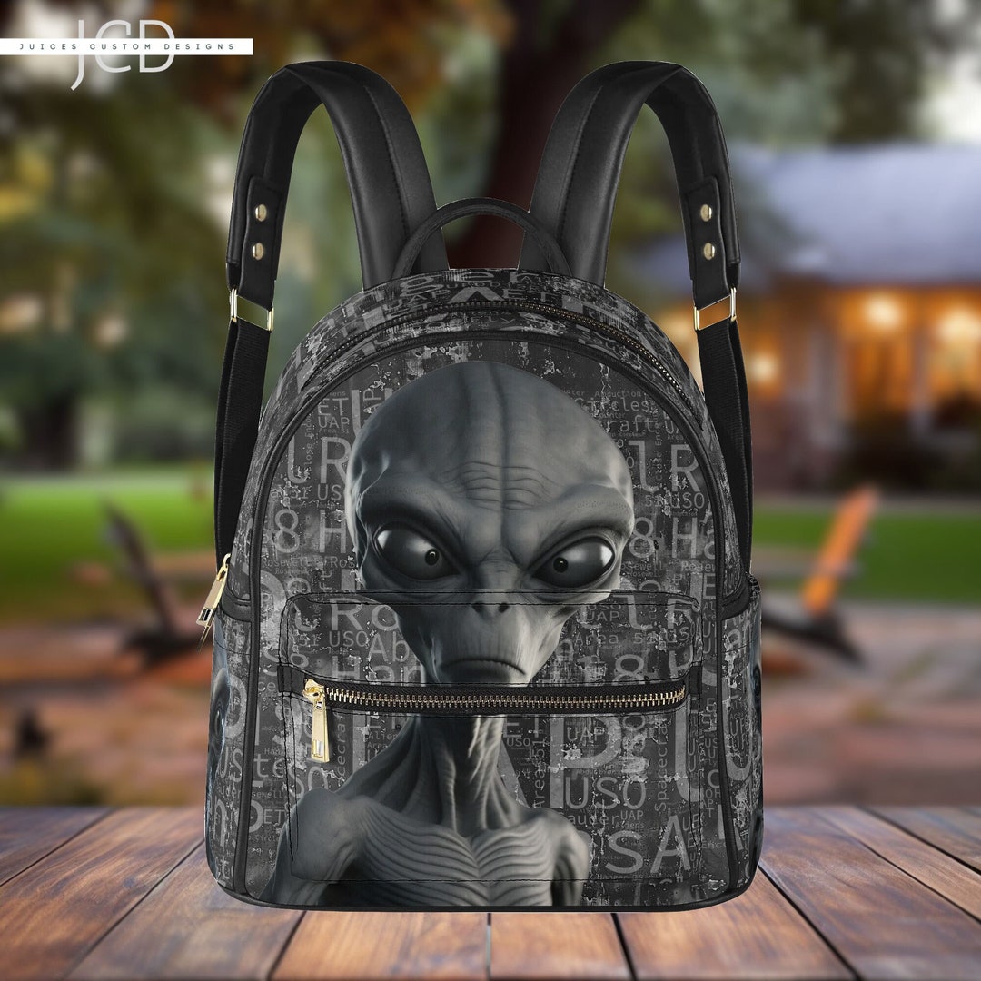 Alien Print Mini Backpack for Women and Kids, Galaxy-themed Gift Bag ...