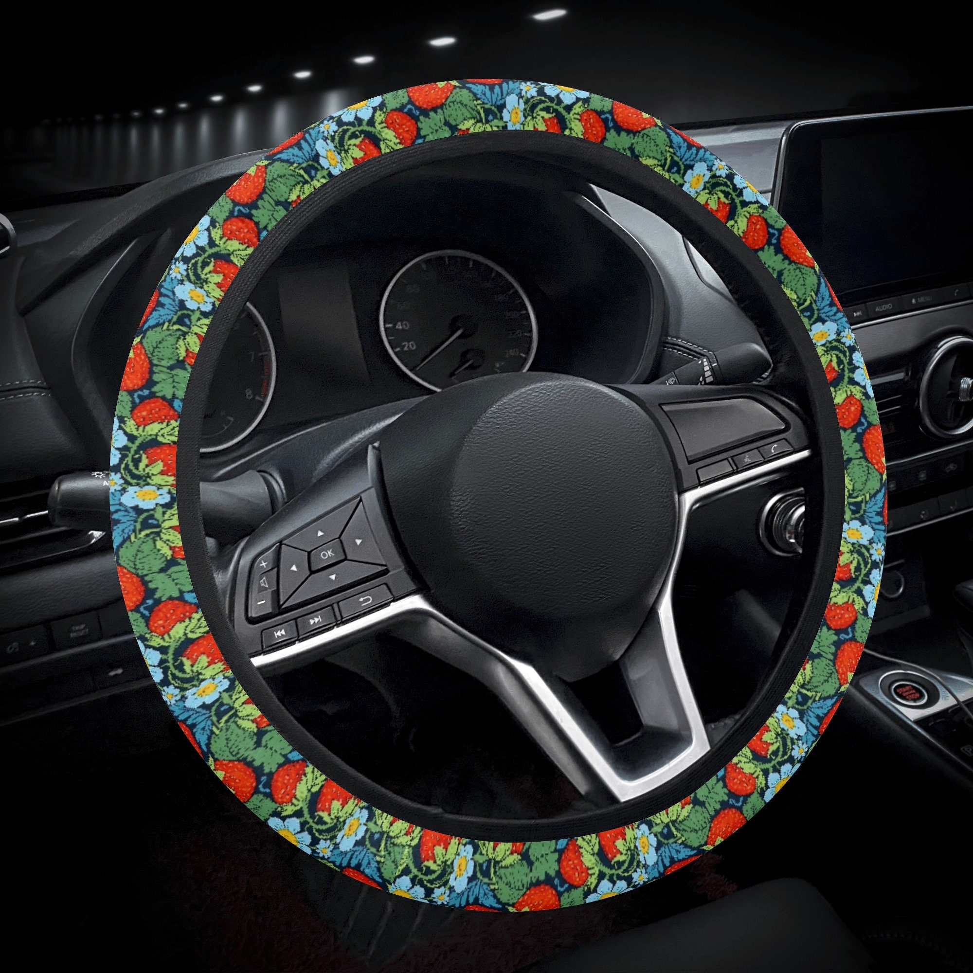 Discover 花柄 ステアリングホイールカバー 美しい花 Boho Floral Steering Wheel Cover