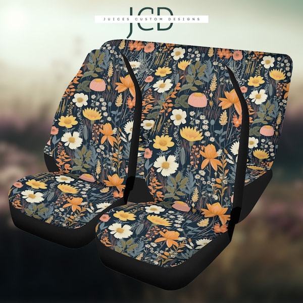 Wildflowers Cottagecore Boho Forest Car Seat Covers, Full Set Seat Covers for Vehicle, Car Accessories Decor For Women, Floral Seat Covers