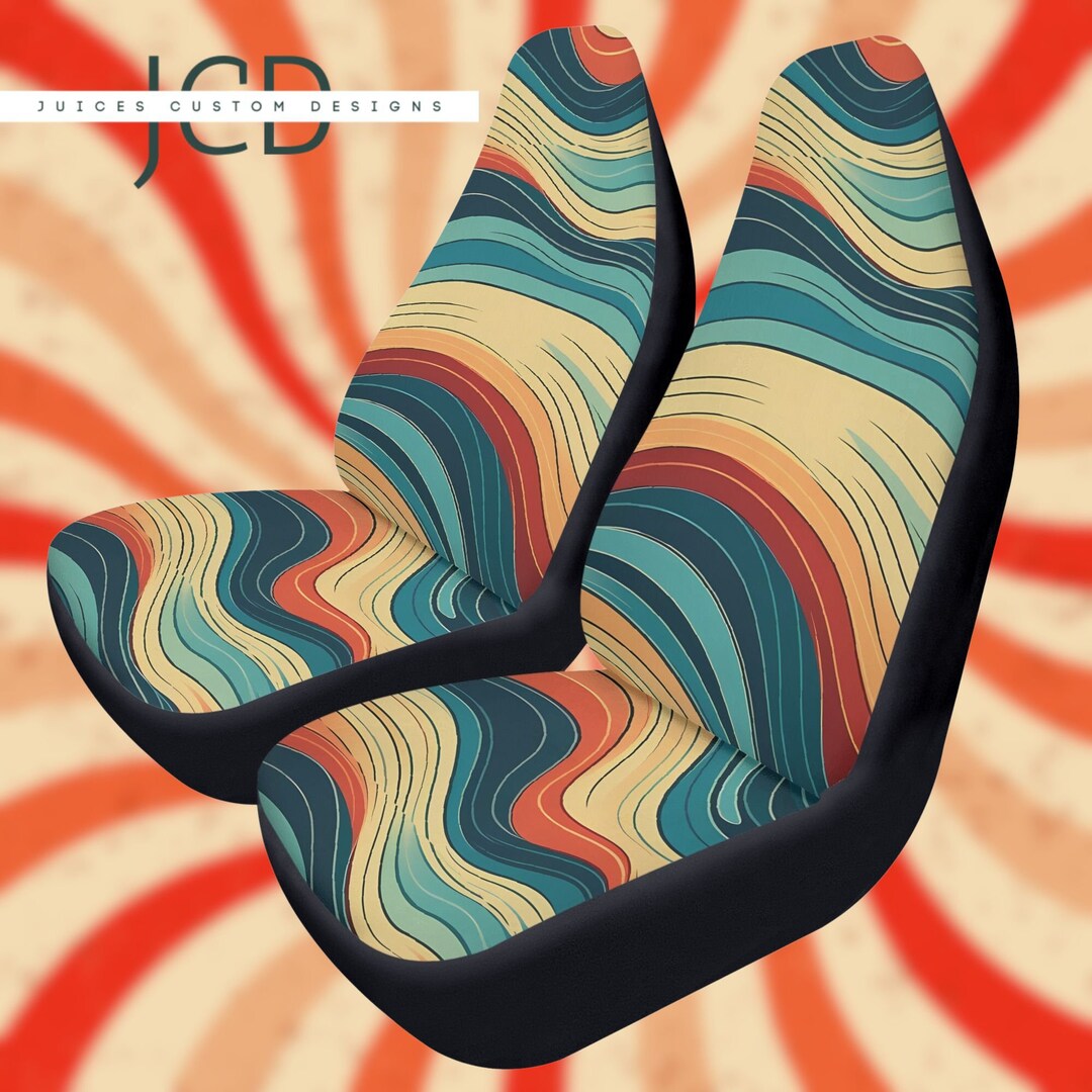 Retro Wildflowers Cottagecore Boho Car Seat Covers, Front Seat Covers