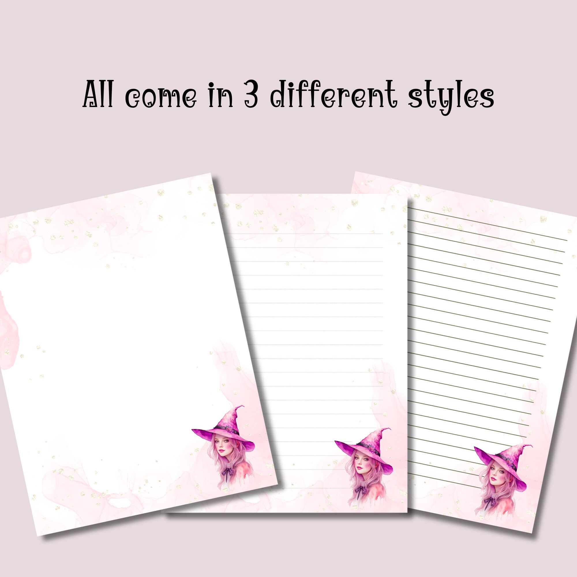 Pink Witch Printable Stationary Printable Writing Paper - Etsy