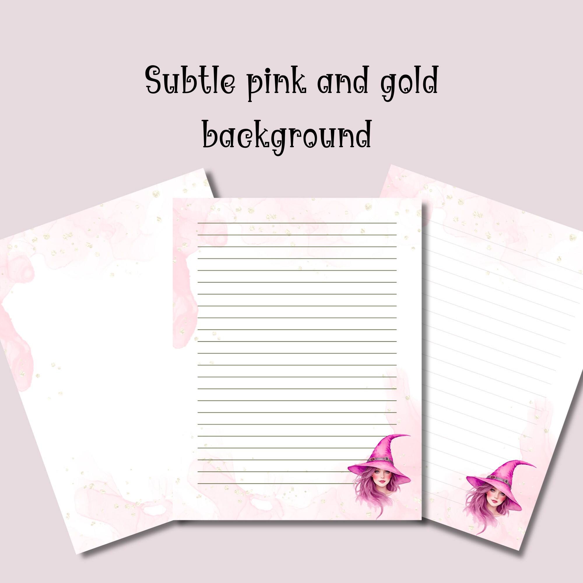 Pink Witch Printable Stationary Printable Writing Paper - Etsy