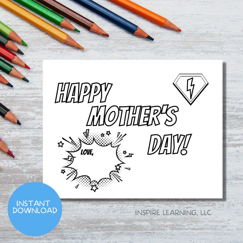 Superhero Mom Mothers Day Printable Mother's Day Craft - Etsy