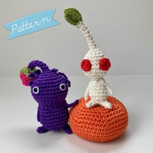 Purple and White Pikmin with Tangerine Bundle Crochet Pattern Amigurumi PDF