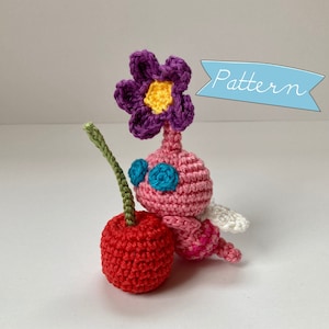 Pink Winged Pikmin with Cherry Crochet Pattern Amigurumi PDF