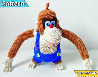 Patrón de ganchillo en PDF de Lanky Kong XXL - Amigurumi inspirado en videojuegos (Nivel intermedio)