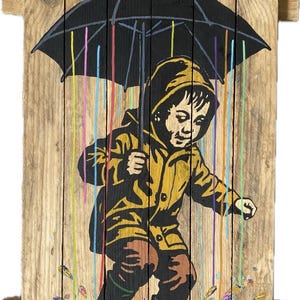 Street art painting on wood