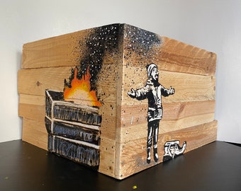 Banksy style street art painting
