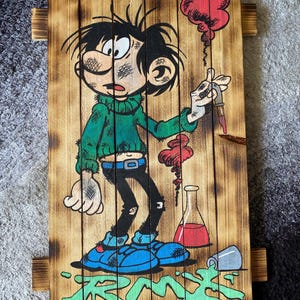 Street art painting on wood