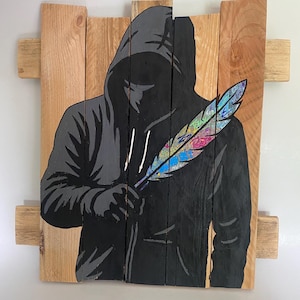 Original street art painting on wood
