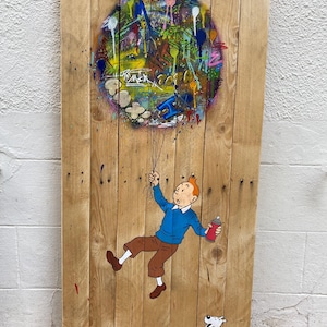 Street art painting on wood