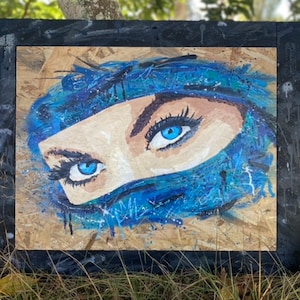 Pintura de arte de rua em madeira