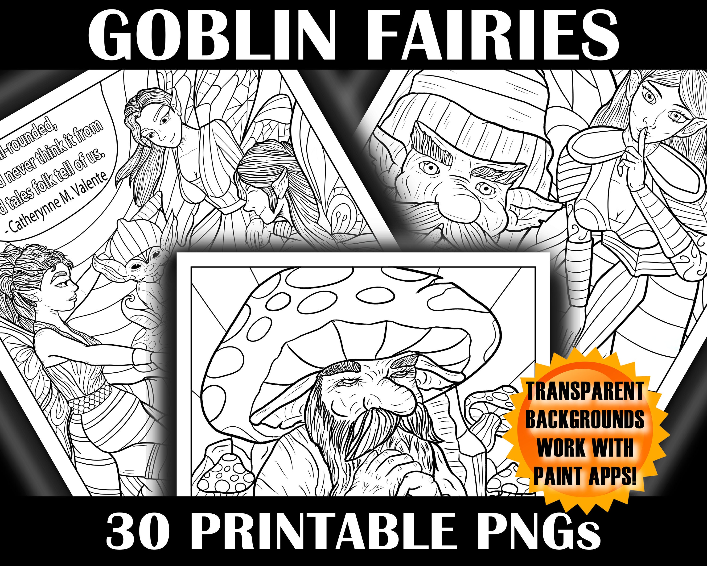 30 Goblin Fairy Coloring Pages Printable, Mythical Creatures Forest