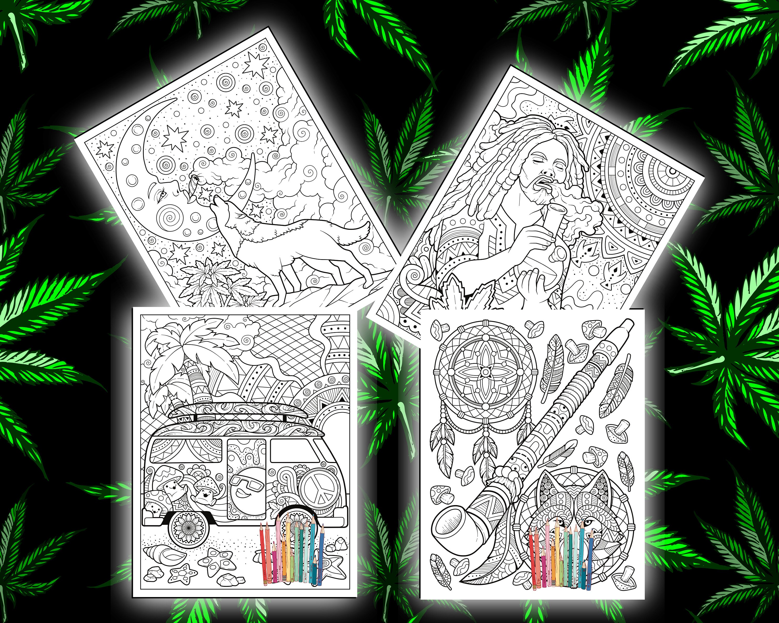 30 Stoner Coloring Pages Hippie High 420 Coloring Marijuana Coloring ...