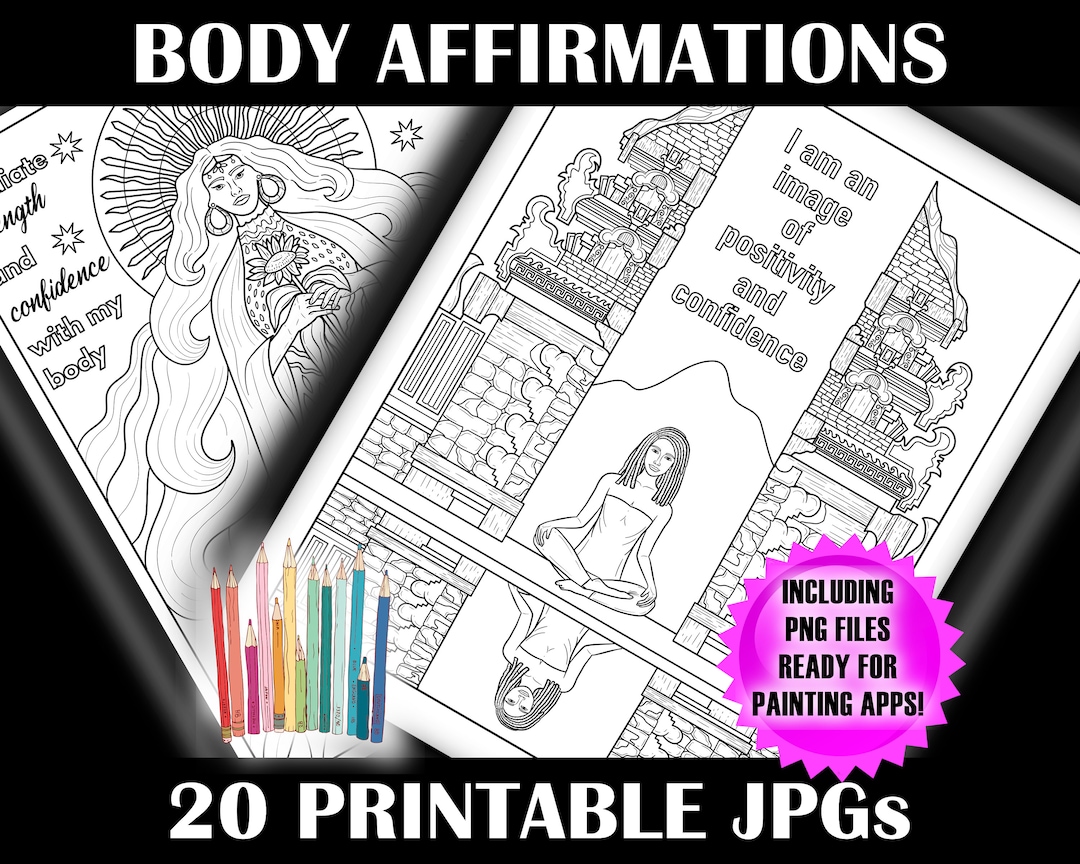 20 Body Affirmation Coloring Pages PRINTABLE Body Inspirational ...