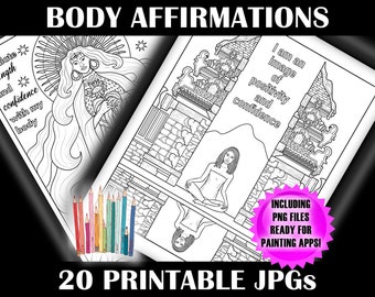 20 Body Affirmation Coloring Pages PRINTABLE Body Inspirierende Coloring Pages Positive Women Coloring Pages iPad Easy Coloring Pages Teens