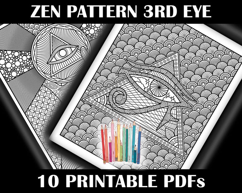 Zen Doodle Evil Eye Coloring Pages: Geometric Spiritual Art (PDF ...