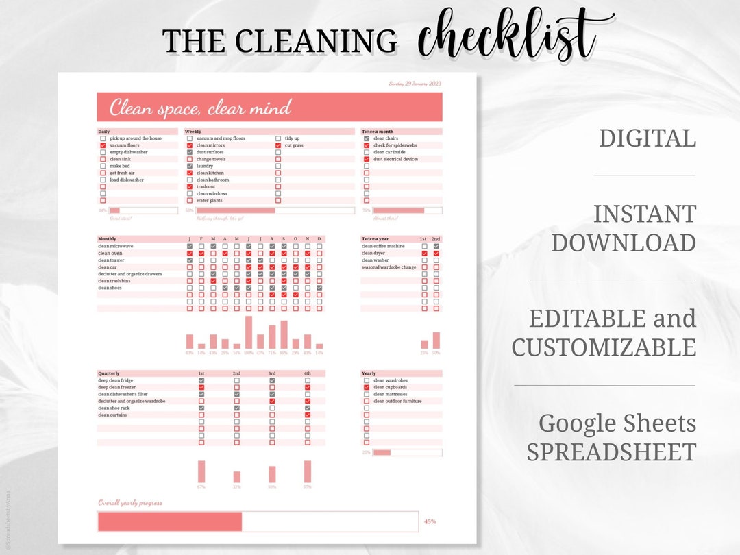 Cleaning Checklist Template for Google Sheets | to Do | Schedule ...