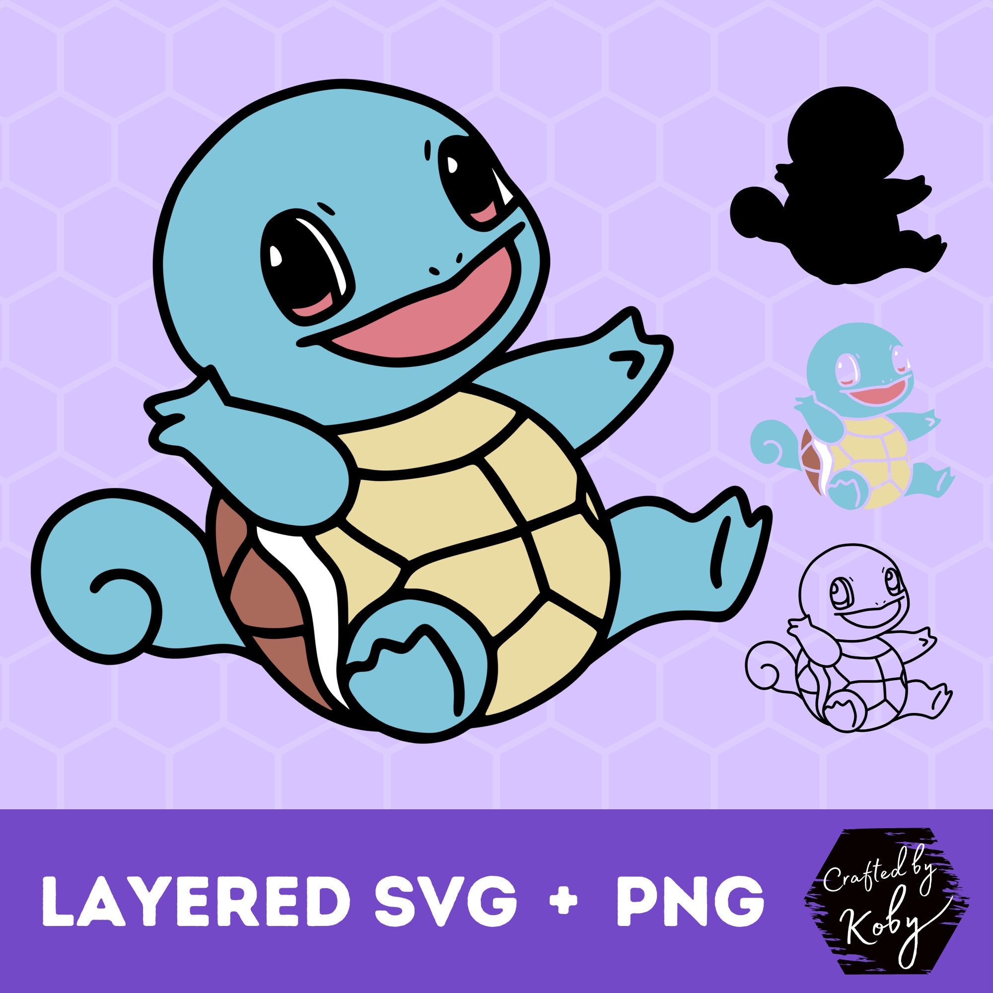 Poke Squirtle Layered SVG Cricut Cut File Silhouette Cameo Instant Digital  Download Squirtle Decal Vector Clipart Sticke