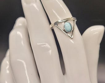 Western Rodeo Boho Silver Turquoise Ring sz 6