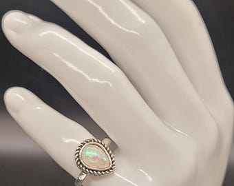 Western Native Rodeo Silver Opal Ring