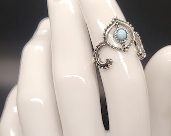 Western Boho Silver Turquoise Ring Sz 6.5