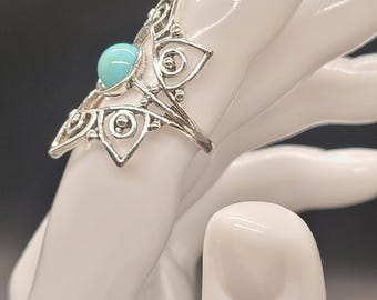 Western Rodeo Native Silver Turquoise Ring
